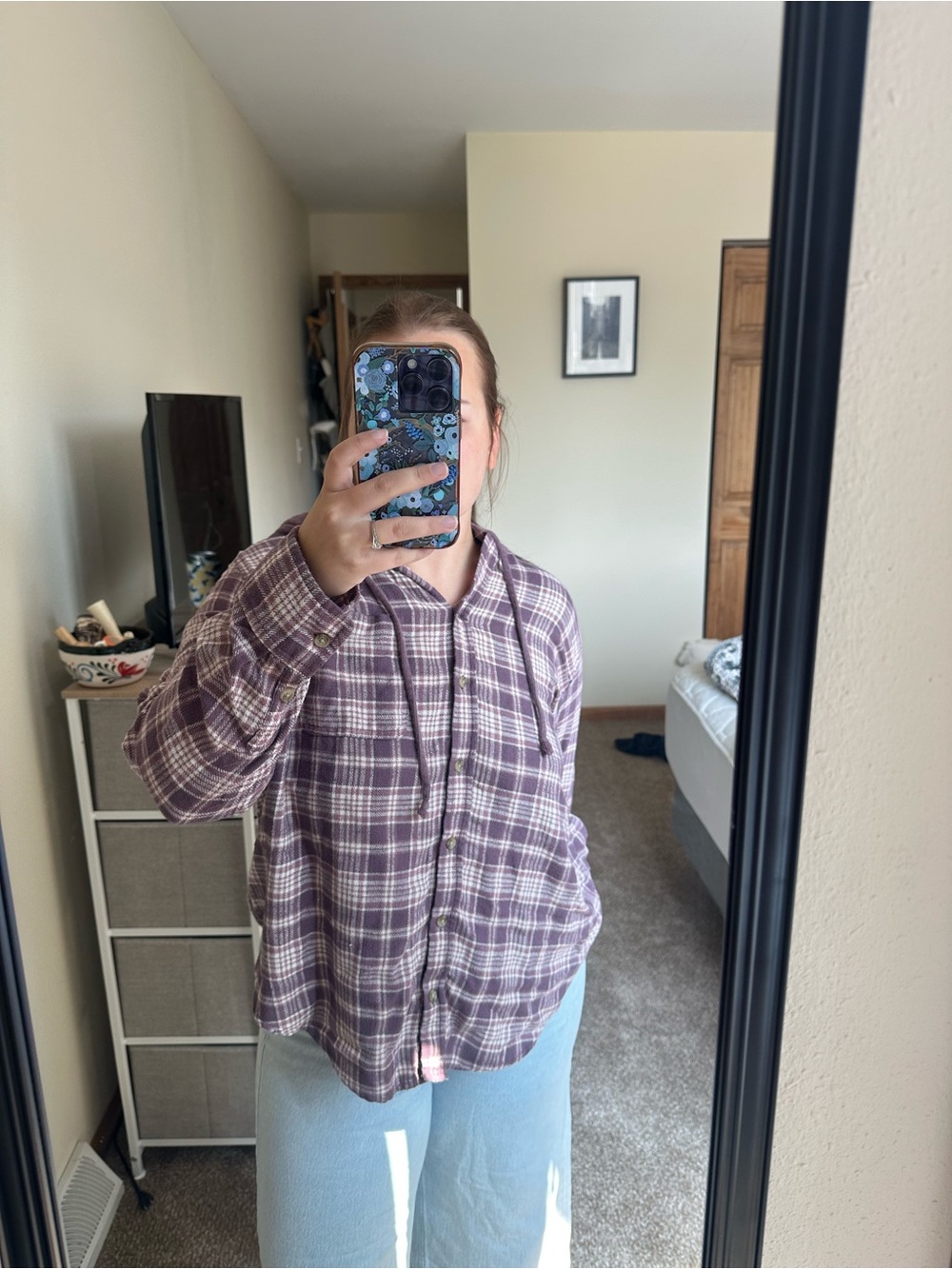 American Eagle Outfitters Purple Plaid Button-Down Shirt